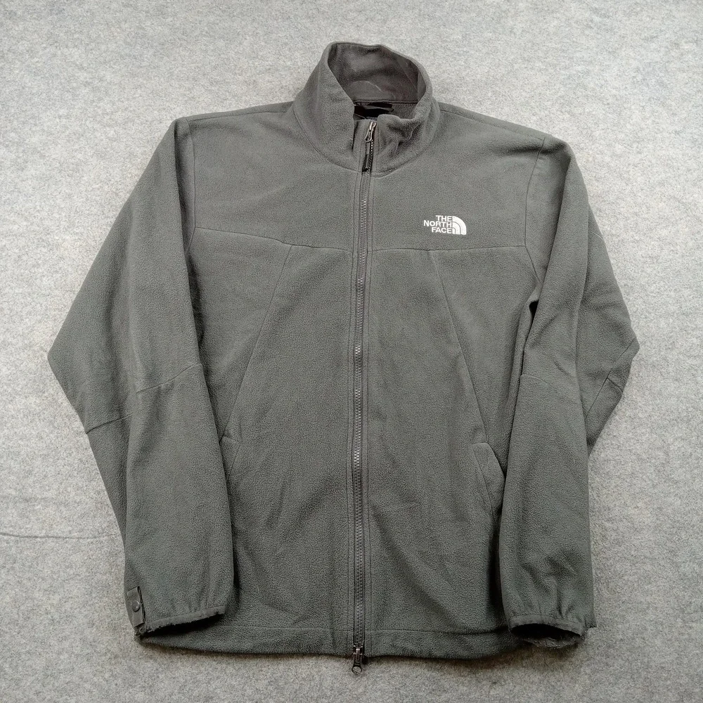 North Face‎ Jacket Mens Medium Gray Fleece Full Zip Windbreaker Coat Outdoor